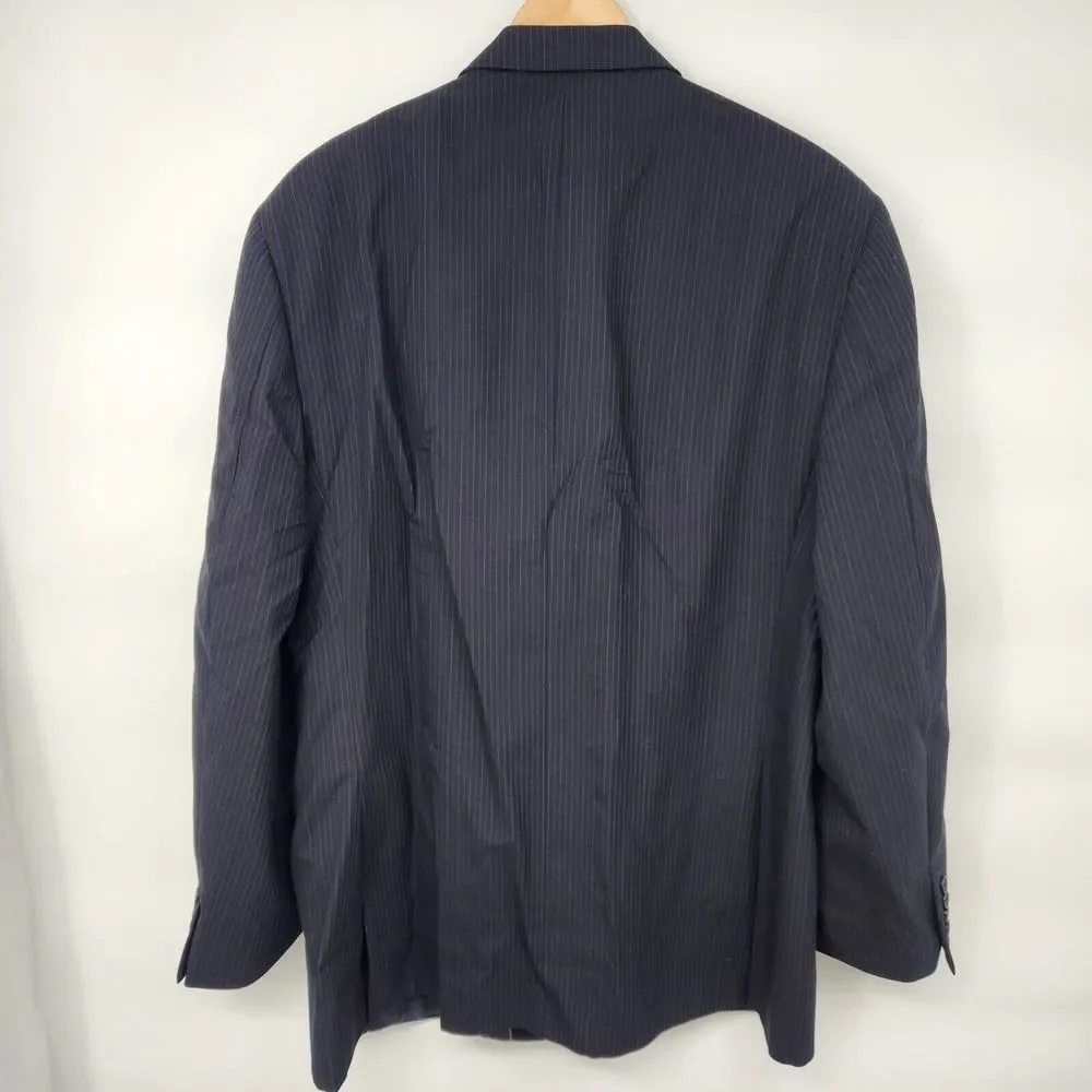 Brooks Brothers‎ 346 Jacket Dark Blue w/ Blue & Gray Pinstripe Blazer Wool 46L